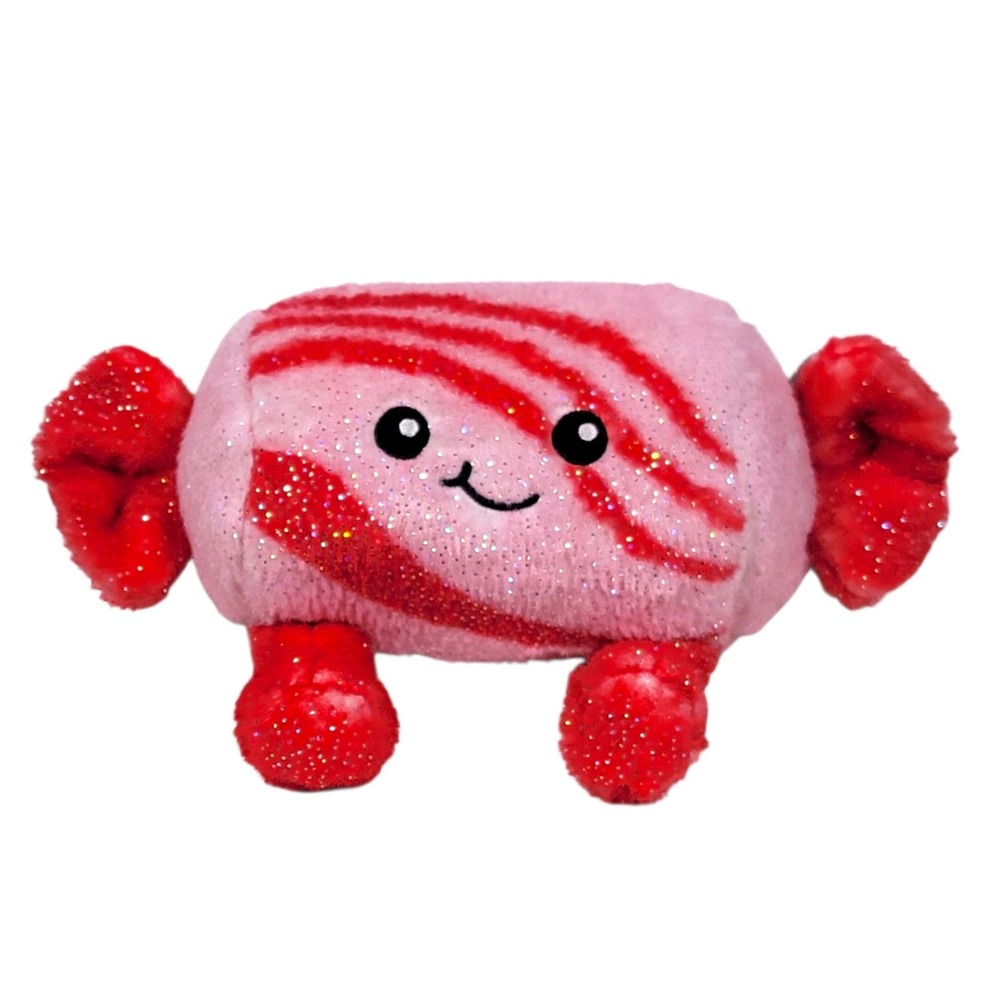 Christmas Candy Plush 9" Pink Red Glitter Stuffed Toy Stocking Gift Holiday Time